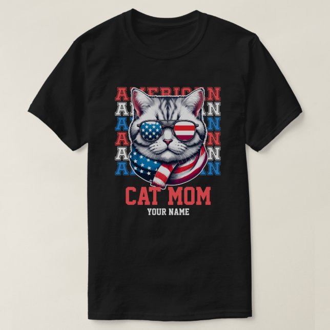 Cat in Glasses Cat Mama Personalisiert T-Shirt (Design vorne)