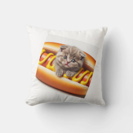 Cat in hot dog and mustard kissen