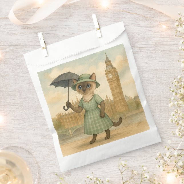 Cat in London bei Big Ben England Geschenktütchen (Ausgeschnitten)