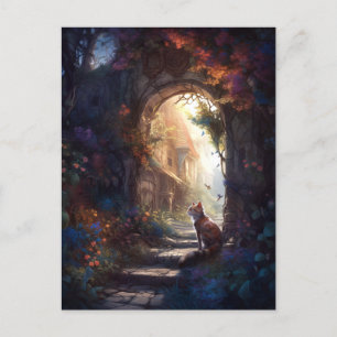 Cat In Magic Alley Fantasy Art Postkarte