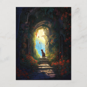 Cat In Magic Alley Fantasy Art Postkarte
