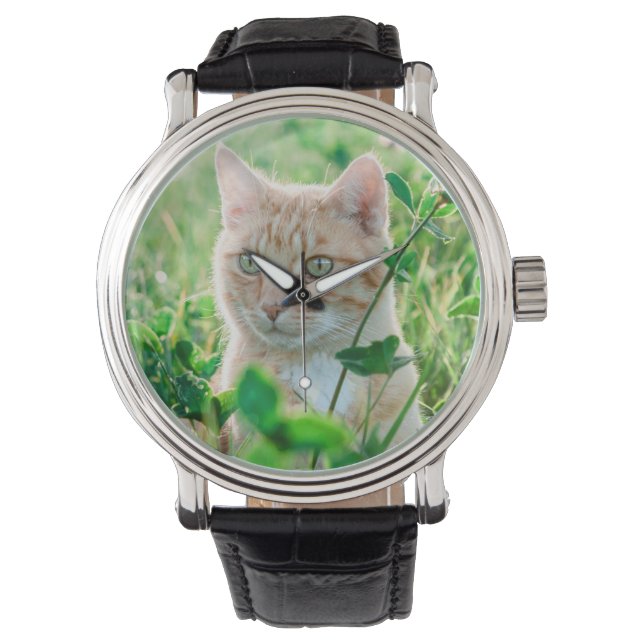 Cat in Nature Armbanduhr (Vorderseite)