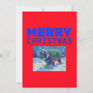 Cat in Snow Wearing Ear Muffs  Feiertagskarte