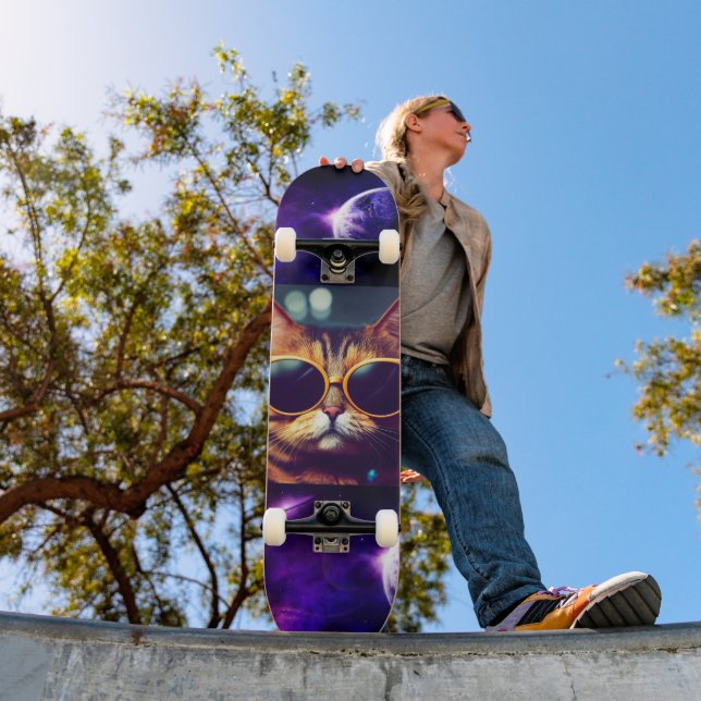 CAT IN SPACE FUNNY Skateboard Deck (Außenbereich 1)