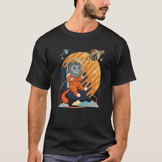 Cat in Space Space Cat Nerdy  4 T-Shirt (Vorderseite)