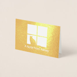 Cat in Window Elegant Eindeutige "A Note From" gek Folienkarte