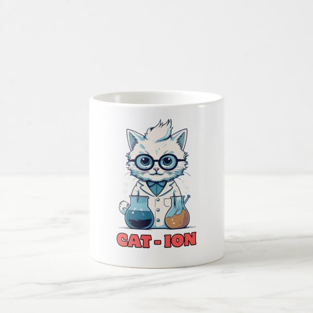 CAT - ION. Chemiekatze, Labor, Geschenk Kaffeetasse (Mittel)