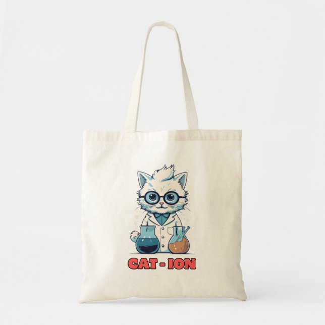 CAT - ION. Chemiekatze, Labor, Geschenk Tragetasche (Vorne)