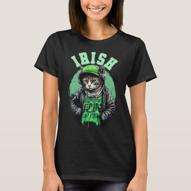Cat Irish Saint Patrick s Day Ireland T-Shirt (Vorderseite)