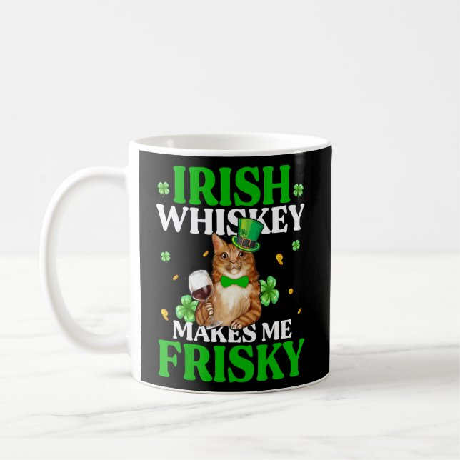 Cat Irish Whiskey macht mich Frisky St Patrick's D Kaffeetasse (Links)