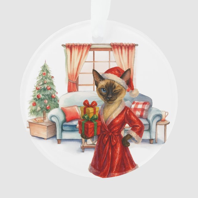 Cat is Christmas boxing  Ornament (Vorderseite)