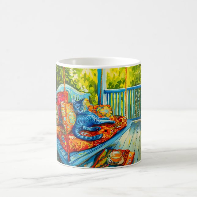 Cat is Grooming on Swing Kaffeetasse (Mittel)