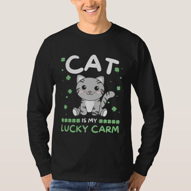 Cat Is My Lucky Carm Shamrock St Patrick s Day Cat T-Shirt (Vorderseite)