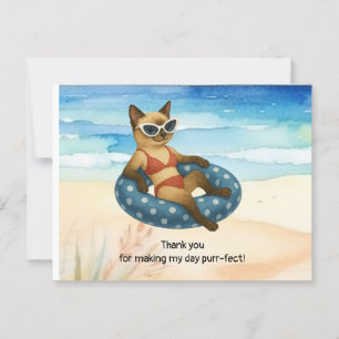 Cat ist am Strand danke Postkarte
