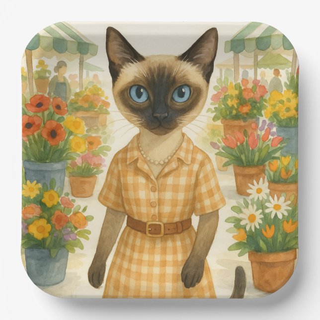 Cat ist in London England auf dem Blume Market Pappteller (Vorderseite)