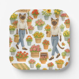 Cat ist in London England auf dem Blume Market Pappteller