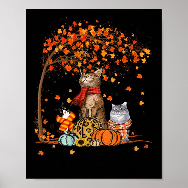 Cat It's Fall Y’all Pumpkins Autumn Halloween Cat Poster (Vorne)