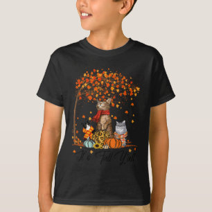 Cat It's Fall Y’all Pumpkins Autumn Halloween Cat T-Shirt