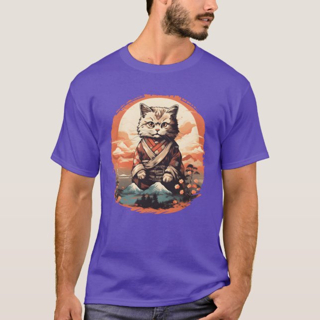 Cat Japanese Art Freund T-Shirt (Vorderseite)
