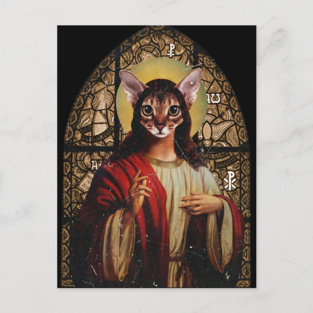 Cat Jesus Postkarte (Vorderseite)