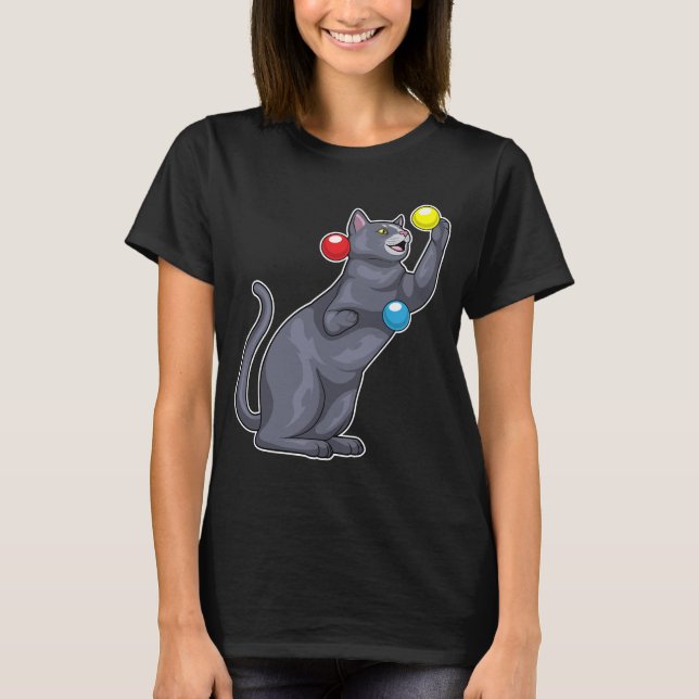 Cat Juggler Juggle T-Shirt (Vorderseite)