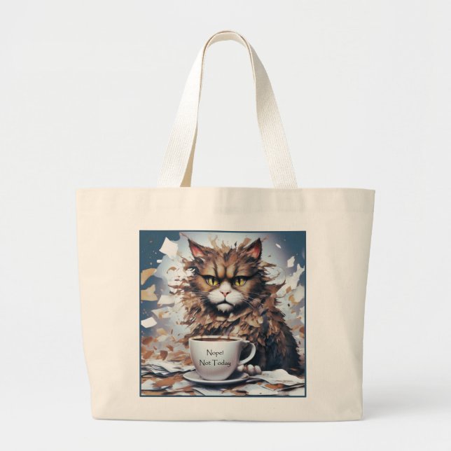 Cat Jumbo-Tasche mit einer Niedlichen "Not Today"- Jumbo Stoffbeutel (Vorne)