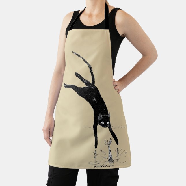 Cat Jumping in den Teich, Alexandre Steinlen Schürze (InSitu)