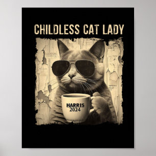 Cat Kamala 2024 Harris - Kinderlose Katzenlady Vin Poster