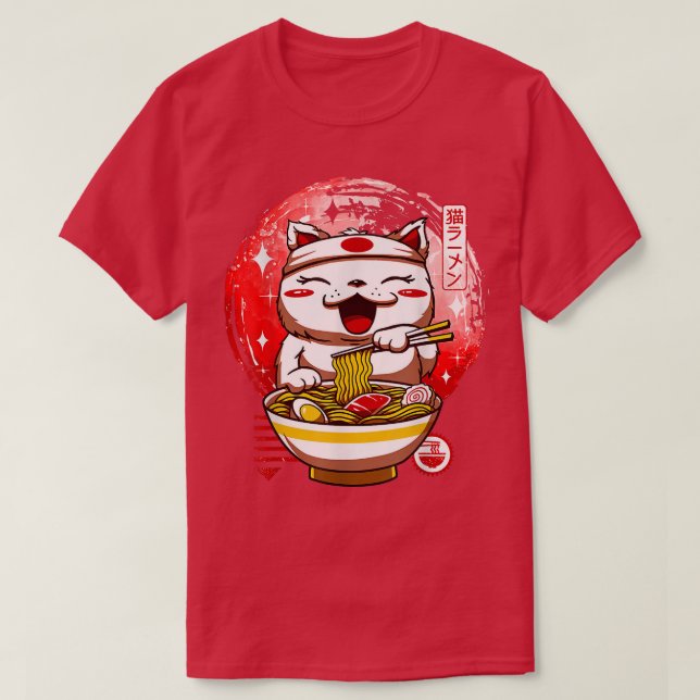 Cat Kami Sama Ramen Japan T-Shirt (Design vorne)