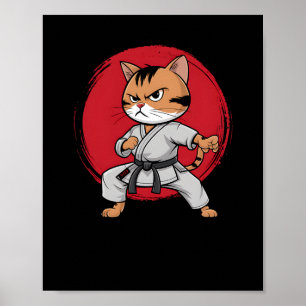 Cat Karate Comic Cartoon Japanisch für Männer Frau Poster