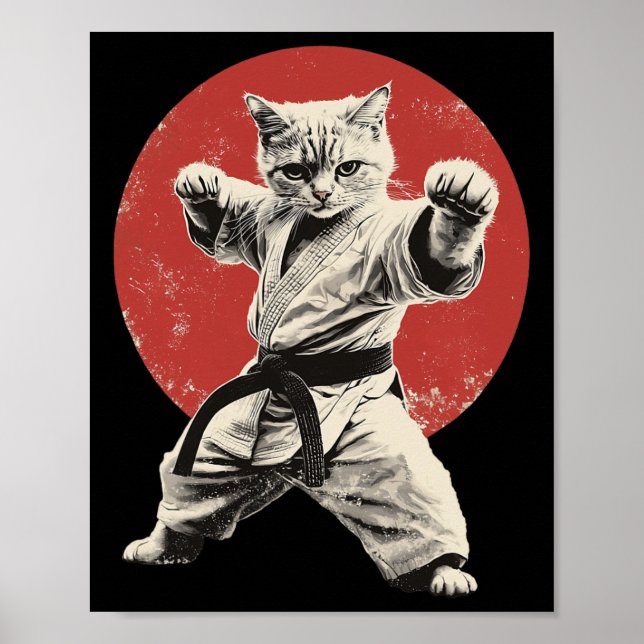 Cat Karate Judo Japan Funny Graphic Poster (Vorne)