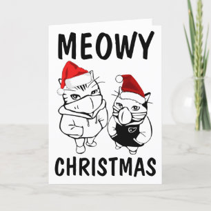 CAT KATZKATZEN TRAGMASKS FUNNY CHRISTMAS CARDS FEIERTAGSKARTE