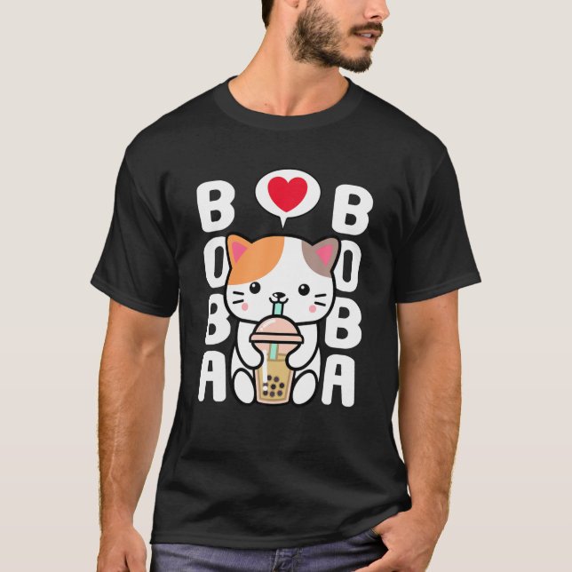 Cat Kawaii Boba Bubble Meow Tee Anime T-Shirt Japa (Vorderseite)