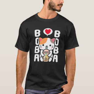 Cat Kawaii Boba Bubble Meow Tee Anime T-Shirt Japa