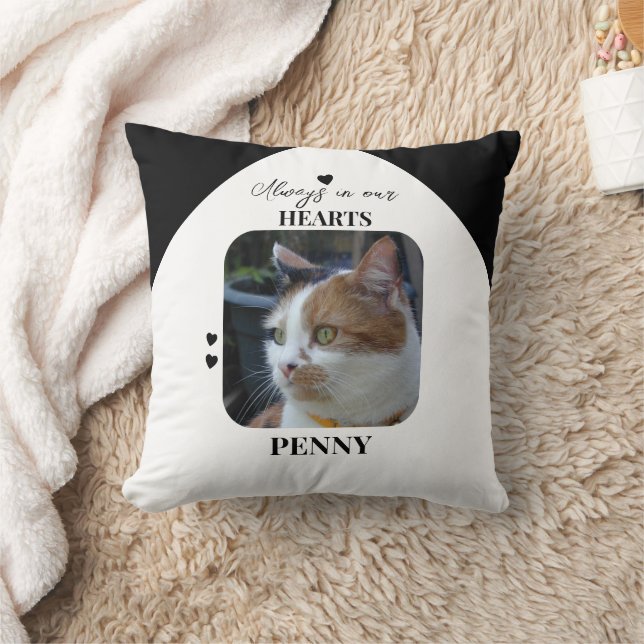 Cat Keepake Pet 2 Fotos Gedenkschwarz Kissen (Decke)