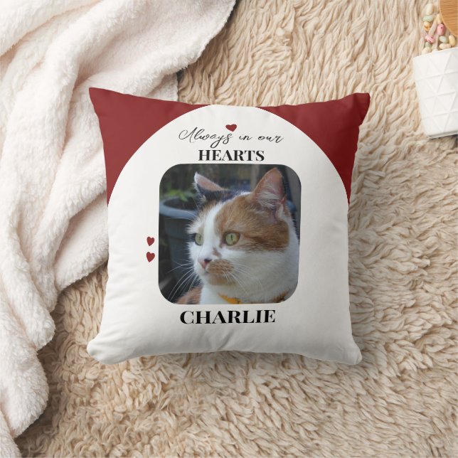 Cat Keepake Pet 2 Fotos Memorial burgundy Kissen (Decke)