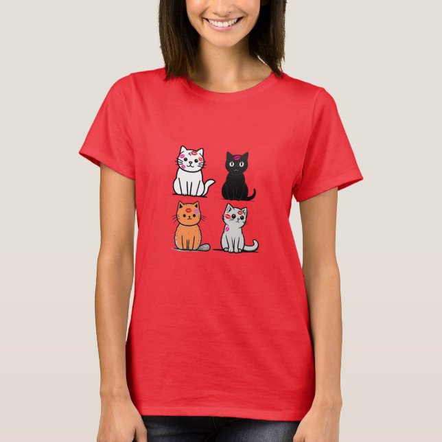 Cat Kisses - Cute Cat Lipstick Design T-Shirt (Vorderseite)