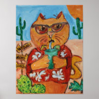 Cat Kitschy Folk Art Fun Design