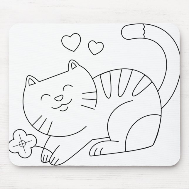Cat Kitten Animal Feline Kitty Line Ausstieg Mousepad (Vorne)