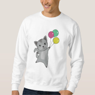 Cat Kitten Balloons Niedlicher Tiere Grau Katzen Sweatshirt