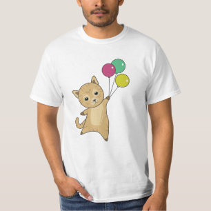 Cat Kitten Balloons Niedlicher Tiere Grau Katzen T-Shirt