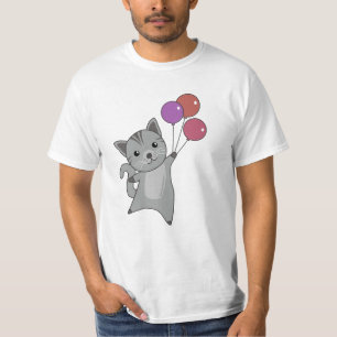 Cat Kitten Balloons Niedlicher Tiere Grau Katzen T-Shirt