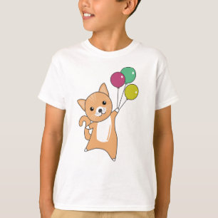 Cat Kitten Balloons Sweet Animals Red Orange T-Shirt