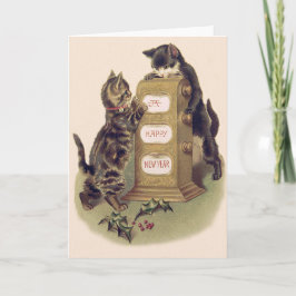 Cat Kitten Calendar Holly Feiertagskarte