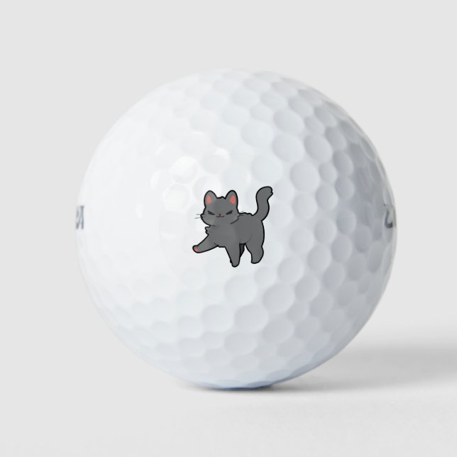 Cat Kitten Cartoon Adorable Artwork Kawaii Kitty. Golfball (Vorderseite)
