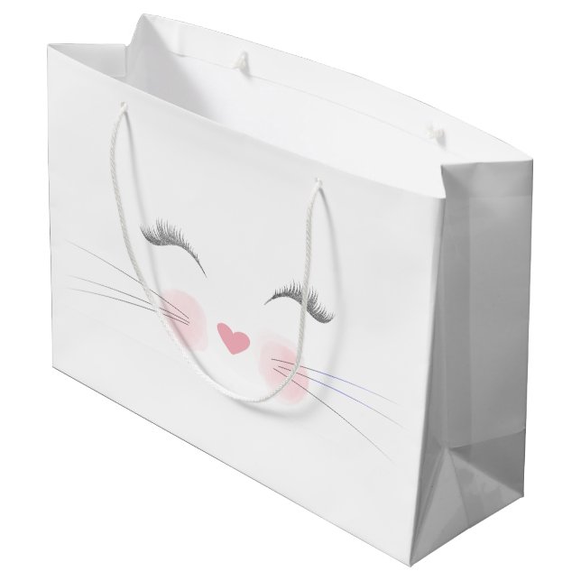 Cat Kitten Face Große Geschenktüte (Rückseite Schrägansicht)