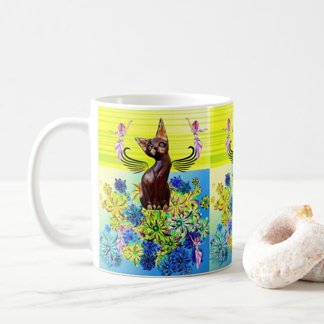 Cat Kitten Floral Tasse (Mit Donut)