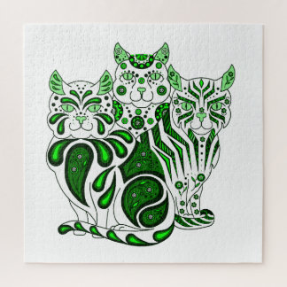 Cat/Kitten Folk Art Cat Design Patches/Streifen Puzzle