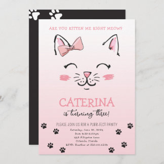 Cat Kitten Geburtstagsparty Einladung