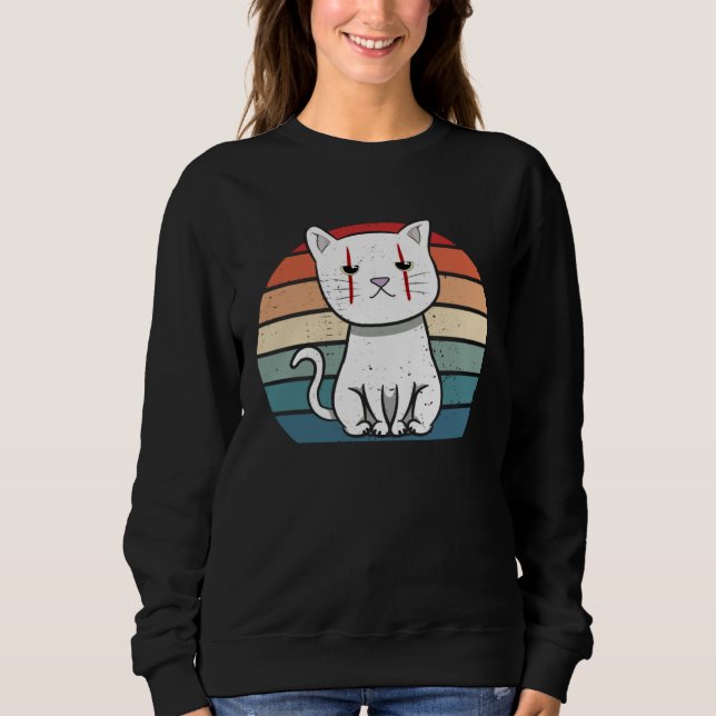 Cat Kitten Halloween Retro For Crazy Cat Sweatshirt (Vorderseite)
